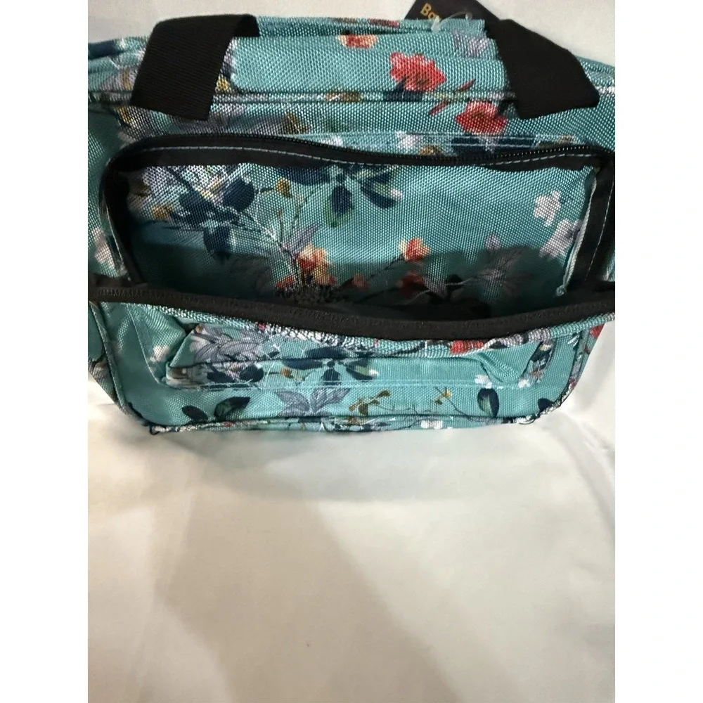 B&C Large Hanging Travel Orginzer Bag Turquoise Flowers Multi-pockets